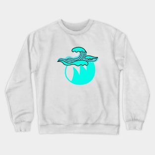 blue green water waves design Crewneck Sweatshirt